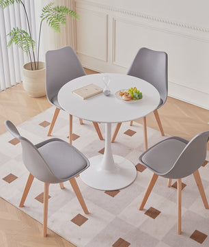 Set van 4 of 6 Nordic Eetkamerstoelen met PU Zitting en Beukenhouten Poten