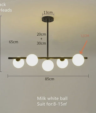Moderne Magische Bonen Glas Kroonluchter - 6/7 Lampen - Goud/Zwart