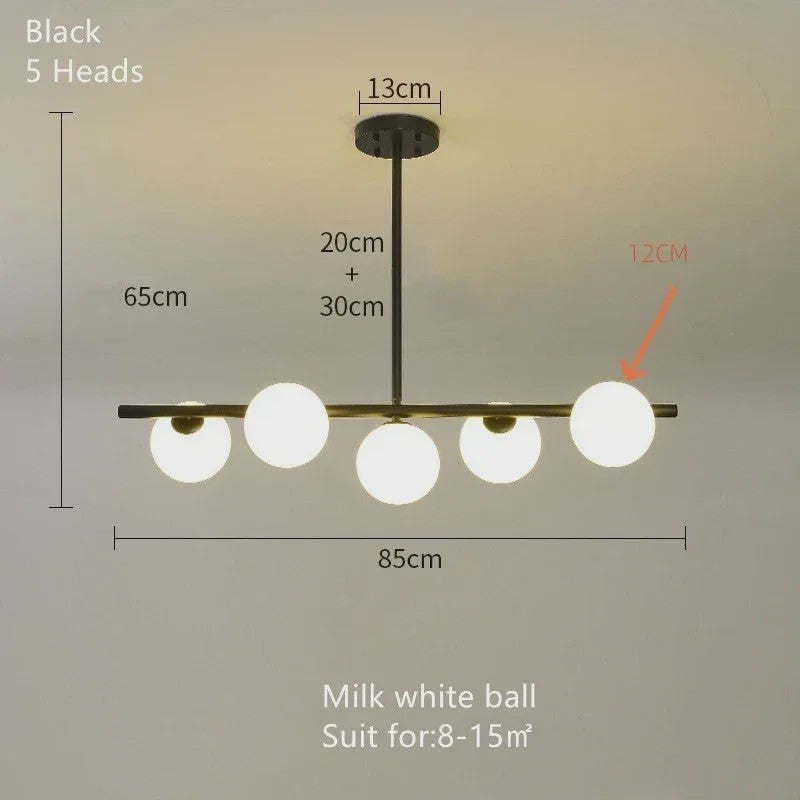 Moderne Magische Bonen Glas Kroonluchter - 6/7 Lampen - Goud/Zwart