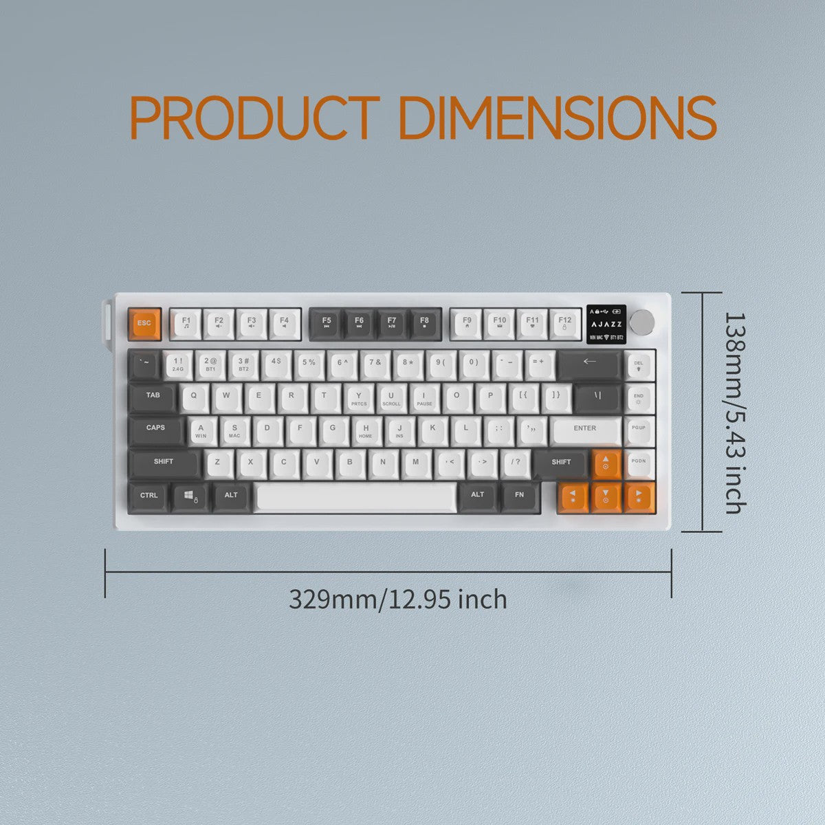 AJAZZ AF82 75% Draadloos Gaming Toetsenbord met Display, RGB & 4000mAh Batterij