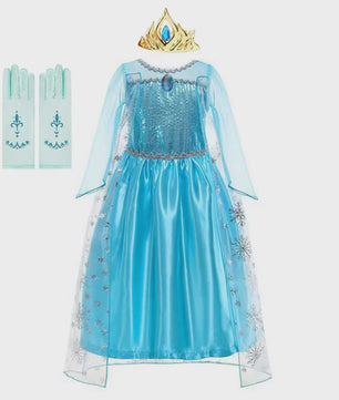 Elsa Prinsessenjurk Meisjes - Lange Mouwen, Sneeuwvlokken & Glitter - Perfect voor Feestjes & Carnaval