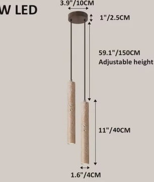 Stijlvolle Cilinder Hanglamp van Travertin Steen - LED Plafondlamp voor Slaapkamer, Eettafel & Keuken