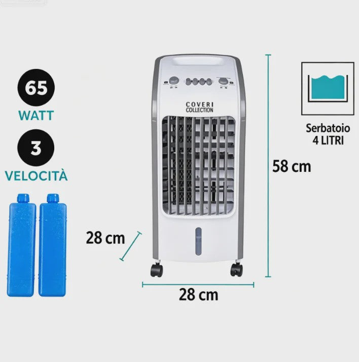 Draagbare Water Air Cooler met 4L Tank, 65W, 3 Snelheden & Afstandsbediening