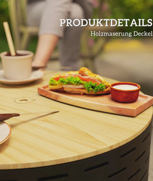 Outsunny 3-in-1 Vuurschaal met Grillrooster - Ø60cm - Vuurkorf, BBQ & Tuin Tafel