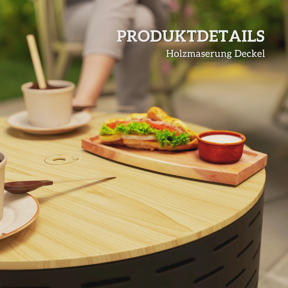 Outsunny 3-in-1 Vuurschaal met Grillrooster - Ø60cm - Vuurkorf, BBQ & Tuin Tafel