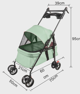 2-in-1 Honden- en Kattenbuggy met Afneembare Reiswieg - Tot 10 kg