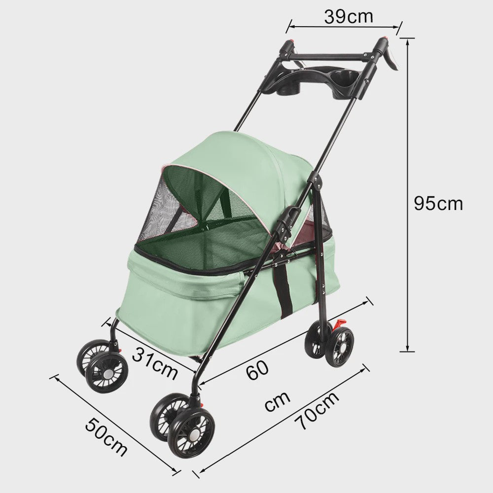 2-in-1 Honden- en Kattenbuggy met Afneembare Reiswieg - Tot 10 kg