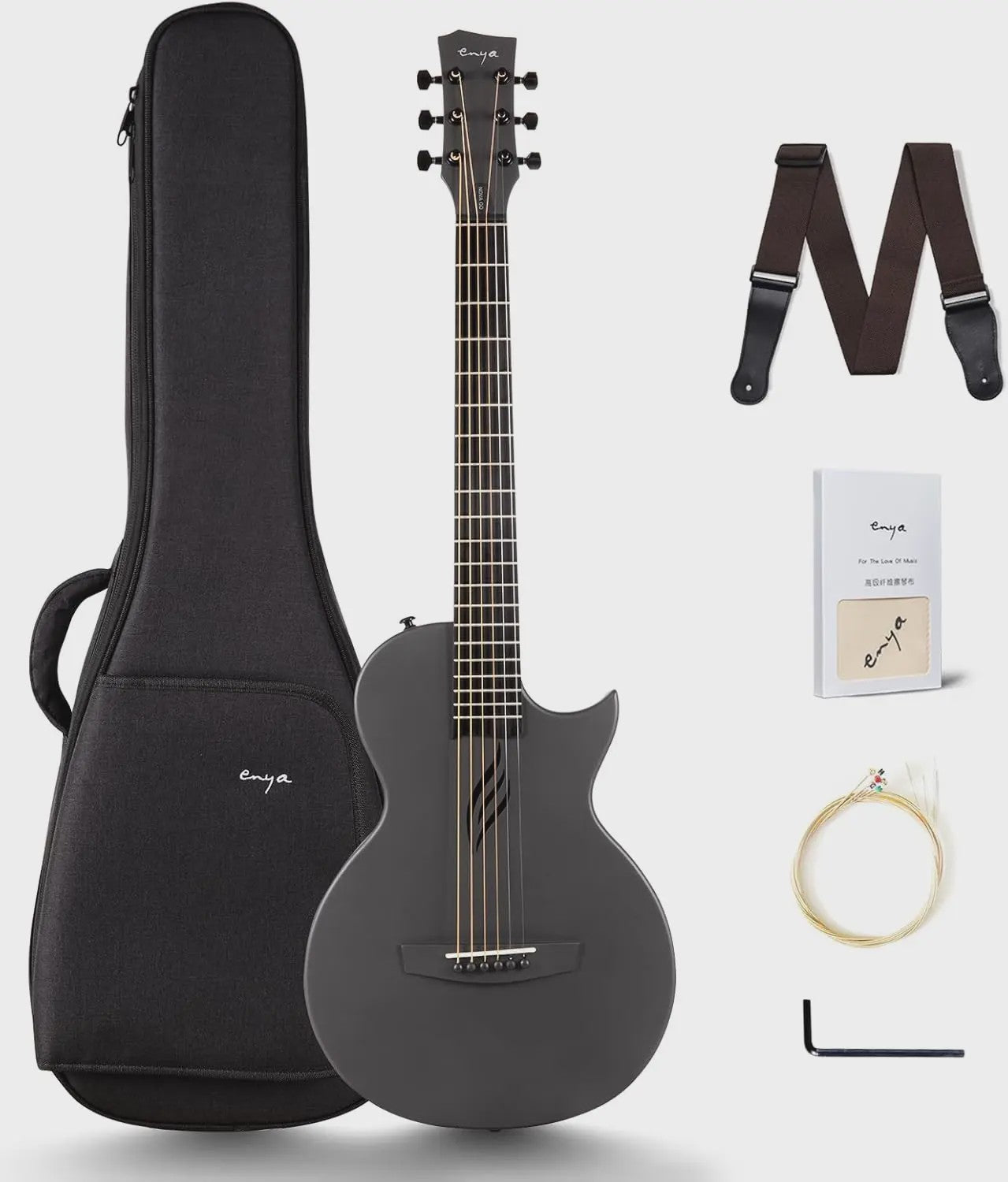 Enya Nova Go 1/2 Maat Carbon Fiber Reisgitaar - Lichtgewicht & Vochtbestendig