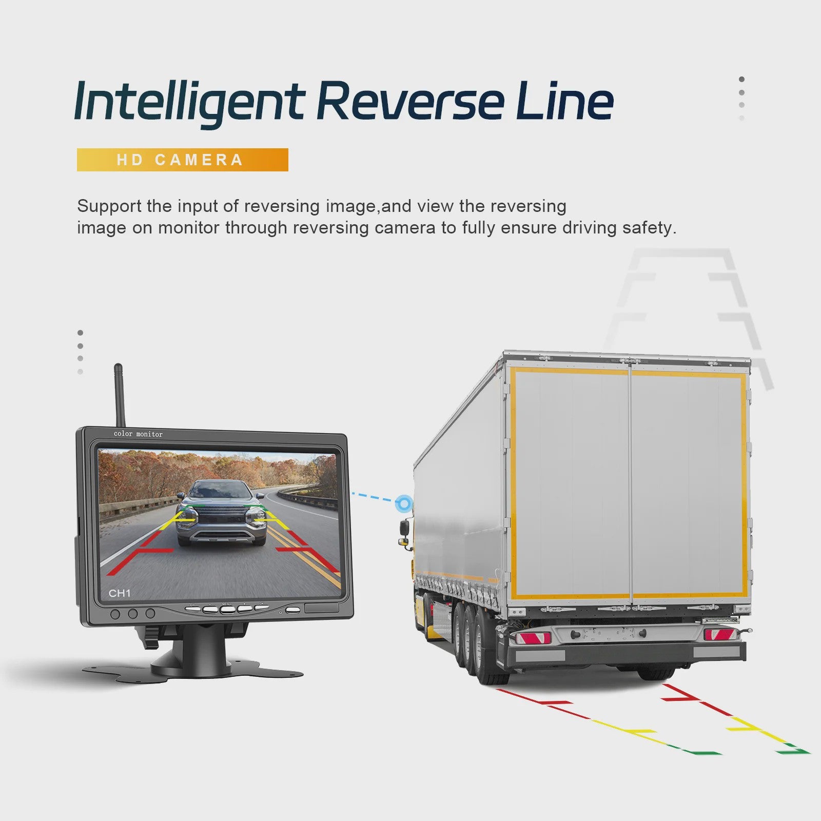 7" HD Draadloze Achteruitrijcamera met Nachtzicht en Waterdichte Monitor voor Vrachtwagen & Bus