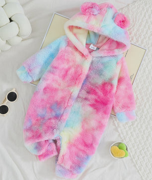 Warme Pluche Baby Romper met Capuchon - Geruit Jumpsuit voor Peuters (3-24 maanden)