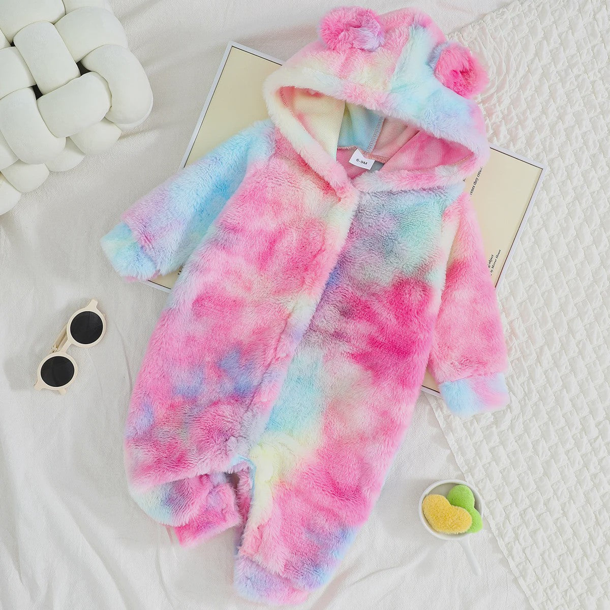 Warme Pluche Baby Romper met Capuchon - Geruit Jumpsuit voor Peuters (3-24 maanden)