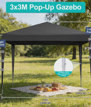3x3m Pop-Up Gazebo Partytent - Waterdicht, UV-beschermend & Draagbaar