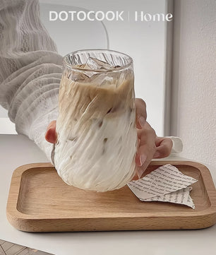 Stijlvol 400ML Glazen Mok met Draaiend Design - Perfect voor Koffie, Thee & IJskoffie
