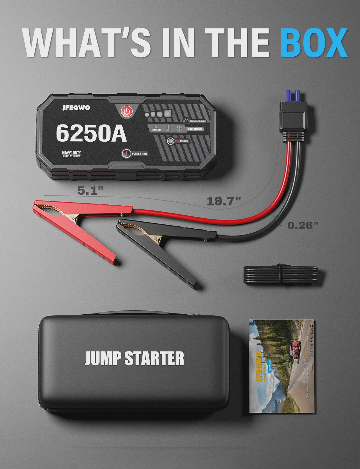 AdoreTrip 6250A Auto Startkabels & Powerbank - 12V Accu Booster voor Auto's en SUV's