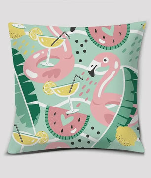 Vrolijke Flamingo Kussenhoes Vierkant - Decoratie voor Bank & Auto