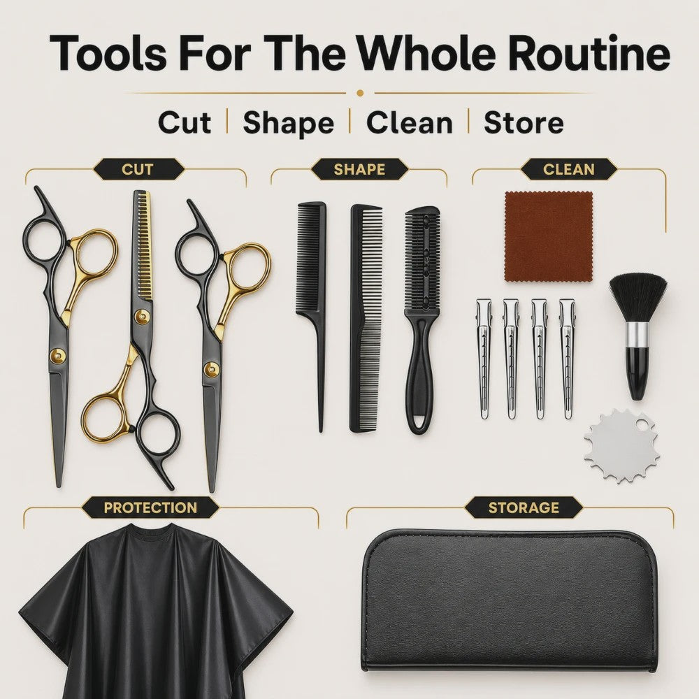 Professionele Haar Kappersschaar Set - Inclusief Effileerschaar & Accessoires