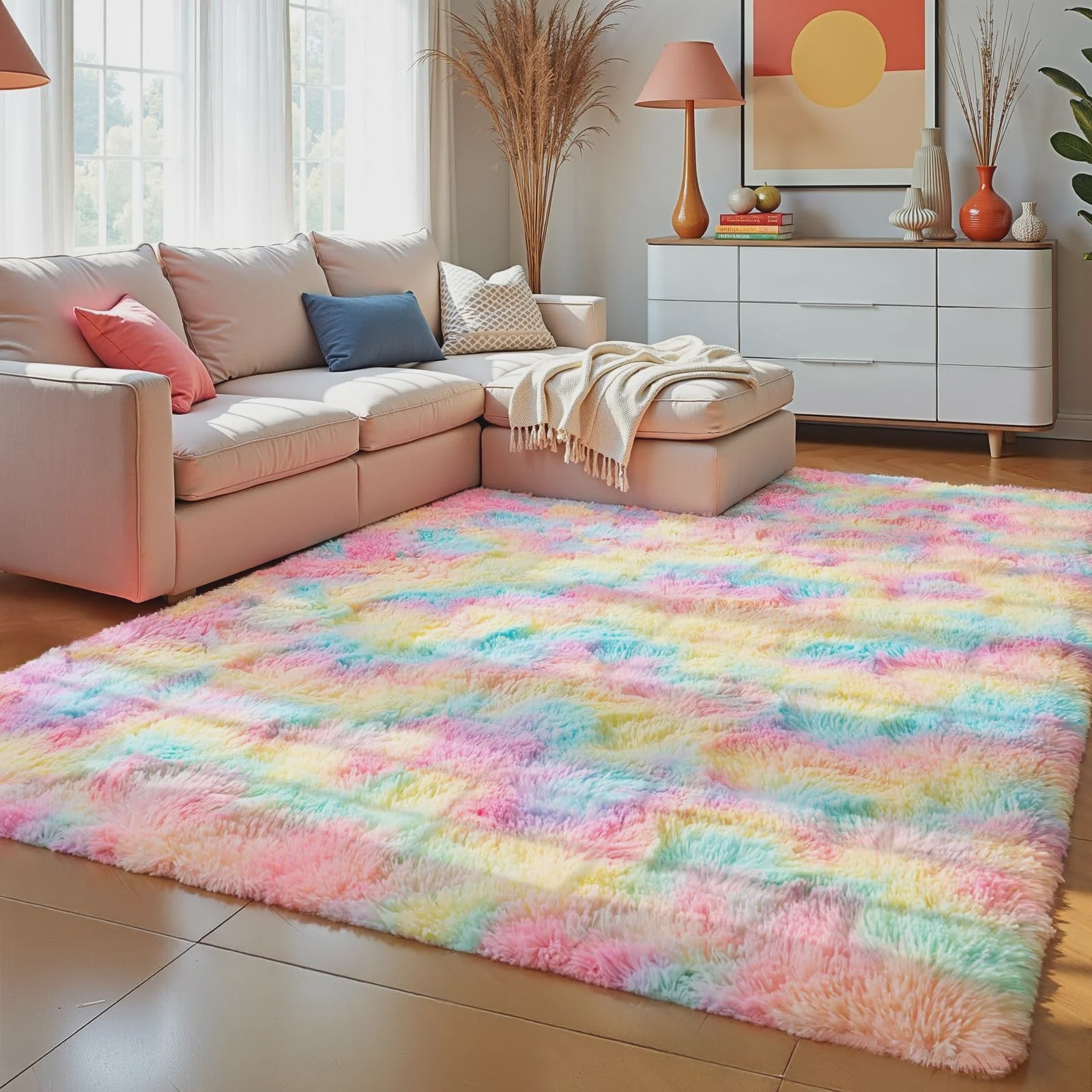 VIKAMA Pluche Vloerkleed - Zacht, Antislip & Decoratief voor Woonkamer, Kinderkamer & Badkamer