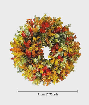 Elegante Kunstbloemen Krans - Realistische Herfstbladeren voor Binnen, Deurdecoratie & Kerst