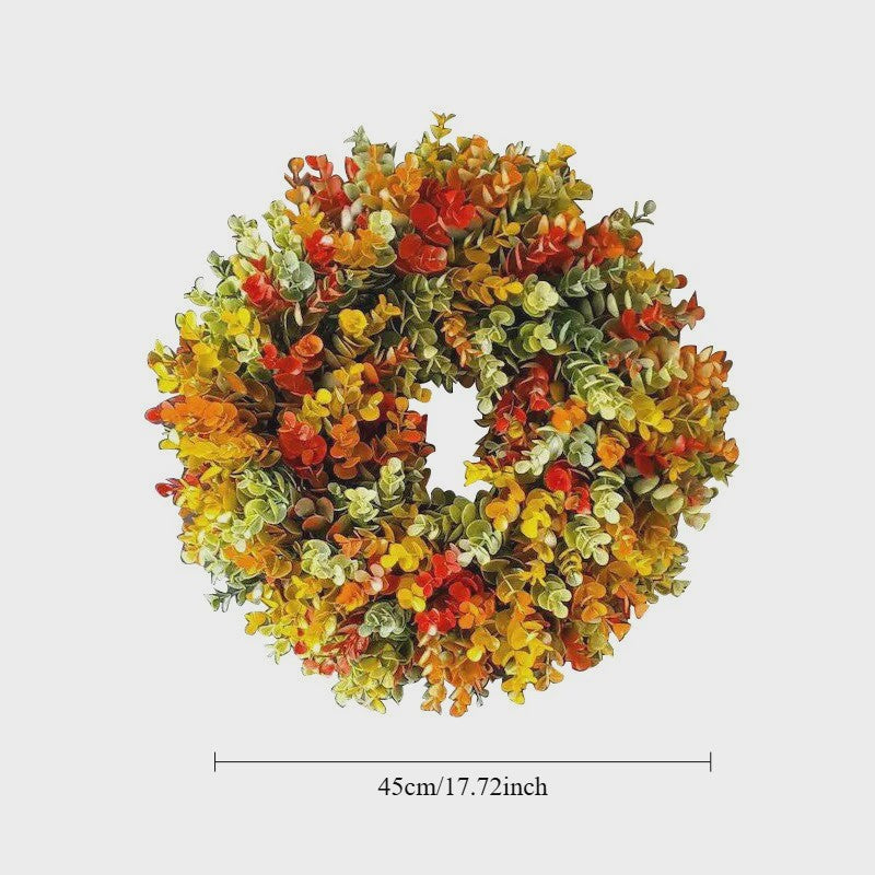 Elegante Kunstbloemen Krans - Realistische Herfstbladeren voor Binnen, Deurdecoratie & Kerst