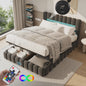 Luxe Gestoffeerd Dubbel Bed met LED Verlichting en USB Poort - Zonder Matras