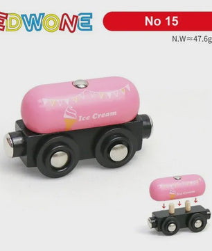 Houten Magneet Treinwagon Set - Uitbreidbaar en Compatibel met Houten Spoorsystemen