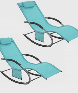 Set van 2 Loungestoelen - Verstelbare Ligstoelen met Kussen voor Tuin, Terras & Strand