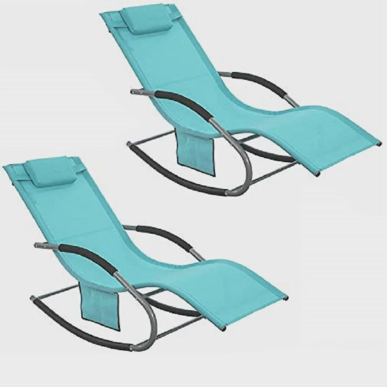 Set van 2 Loungestoelen - Verstelbare Ligstoelen met Kussen voor Tuin, Terras & Strand