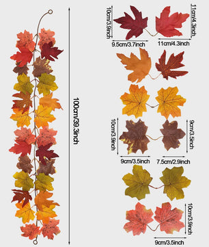 Herfst Slinger met Maple Bladeren - Kunstblad Slinger voor Thanksgiving, Halloween & Feestdecoratie