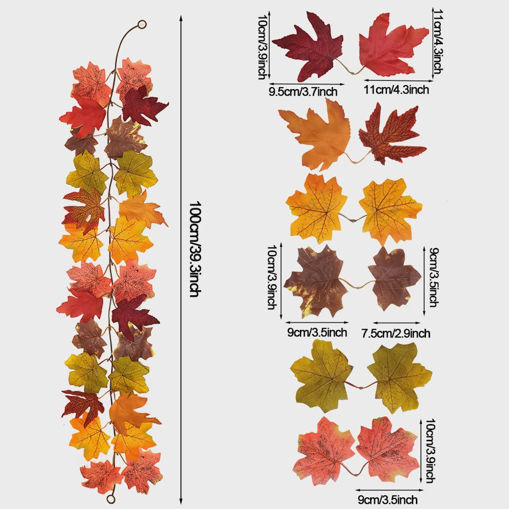 Herfst Slinger met Maple Bladeren - Kunstblad Slinger voor Thanksgiving, Halloween & Feestdecoratie