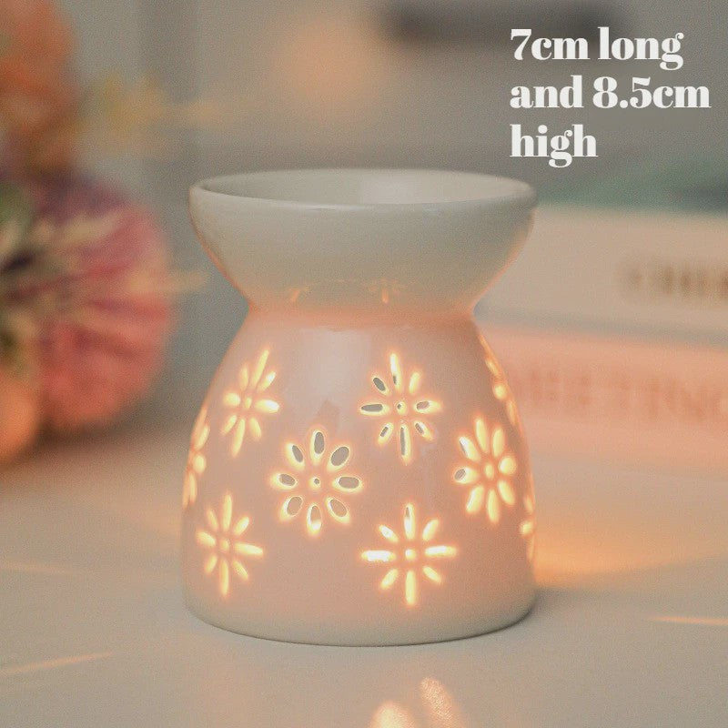 Witte Keramische Geurbrander voor Essentiële Oliën & Aromatherapie - Sfeervol Oosters Decoratie Ornament