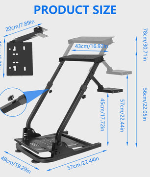 Opvouwbare Racing Wheel Stand van Carbon Staal met Shifter Mount - Compatibel met Logitech & Thrustmaster