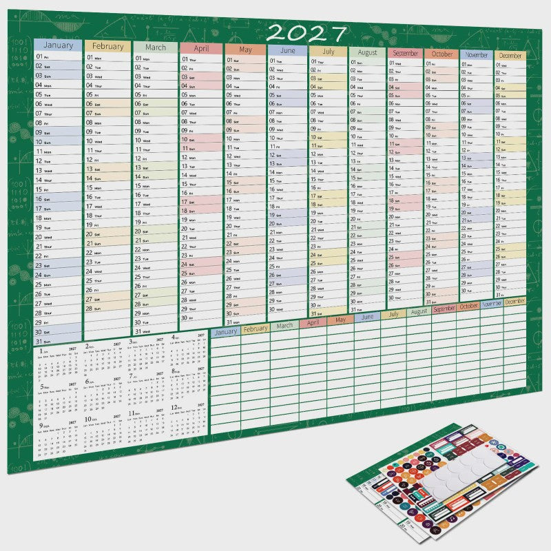 2027 Jaarplanner Kalender - Creatieve Wandkalender & Planner met Stickers