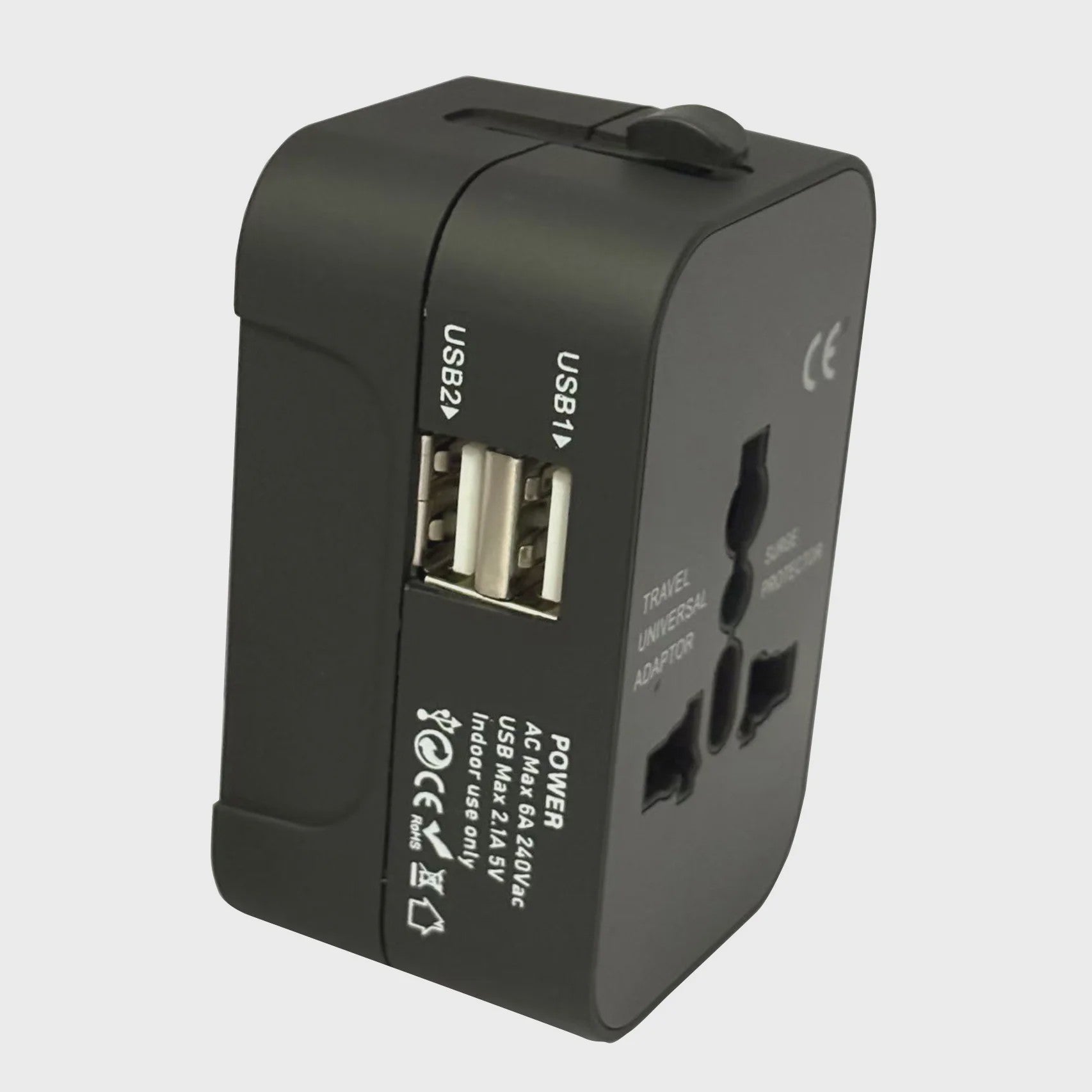 Universele Reisadapter met 2 USB & USB-C Poorten - Wereldwijd Bruikbaar