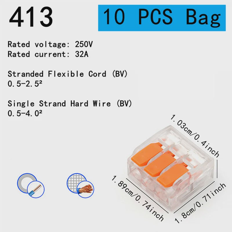 Universele Snelkoppeling Klemmen (250V/32A) - Oranje, 10-75 Stuks