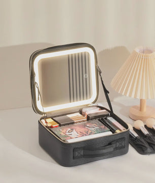 Draagbare Make-up Koffer met Verlichte Spiegel en Verstelbare Vakken - Ideaal voor Cosmetica & Cadeau