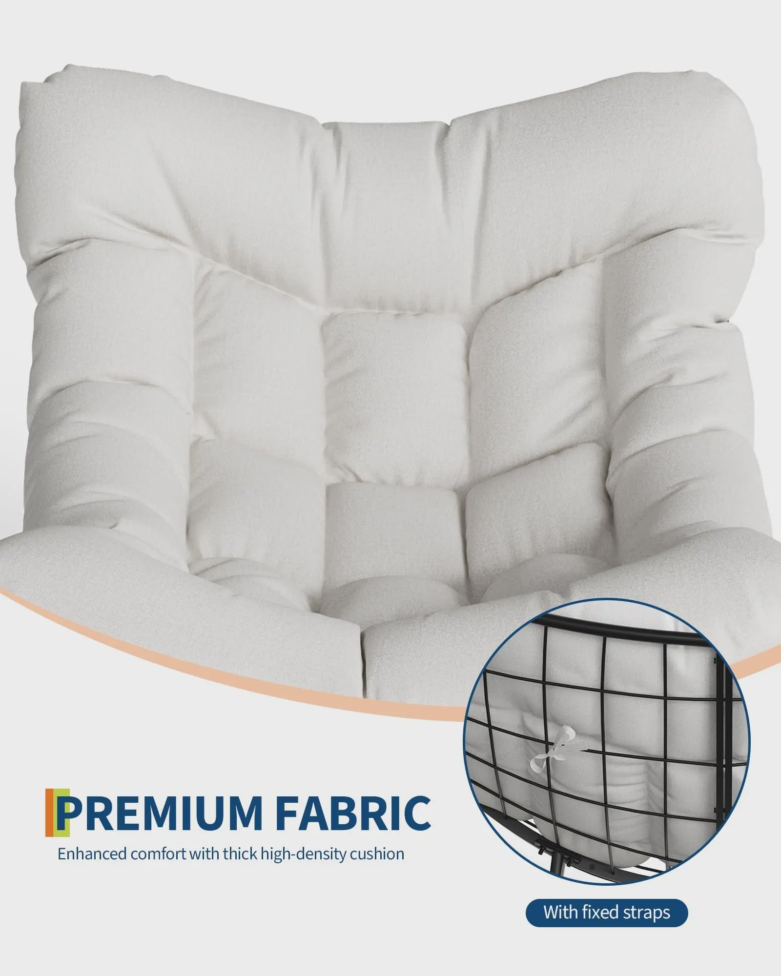 Oversized Papasan Schommelstoel Buiten - Comfortabele Lounge Stoel met Voetenbank