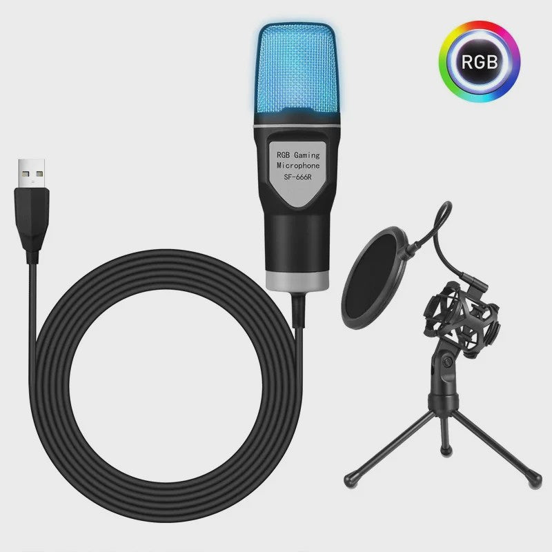 RGB Condensator Microfoon USB voor Gaming, Streaming & Podcast - Plug & Play