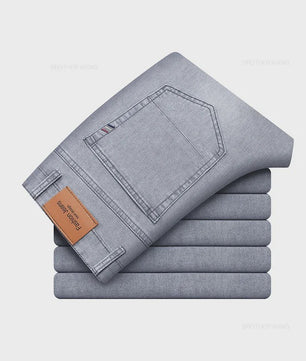 Herfst/Lente Heren Jeans - Comfortabele Stretch Katoen, Recht Model, Grijs