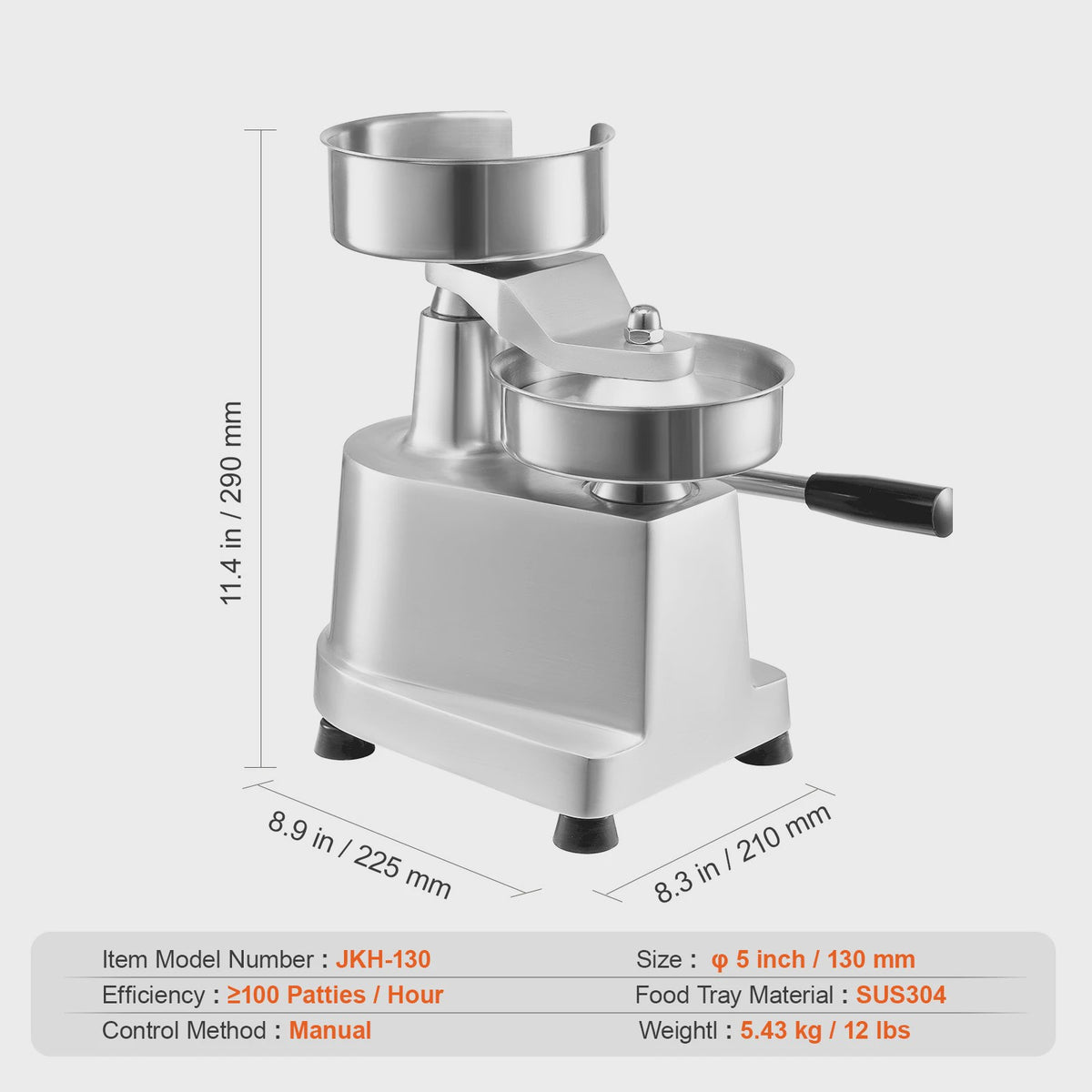 Professionele Burger Patty Maker - 100mm Roestvrij Staal Hamburger Pers Machine