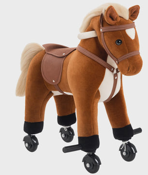 Bruin Hobbelpaard met Wielen, Geluiden en Pedalen - Geschikt voor Kinderen Vanaf 2 Jaar