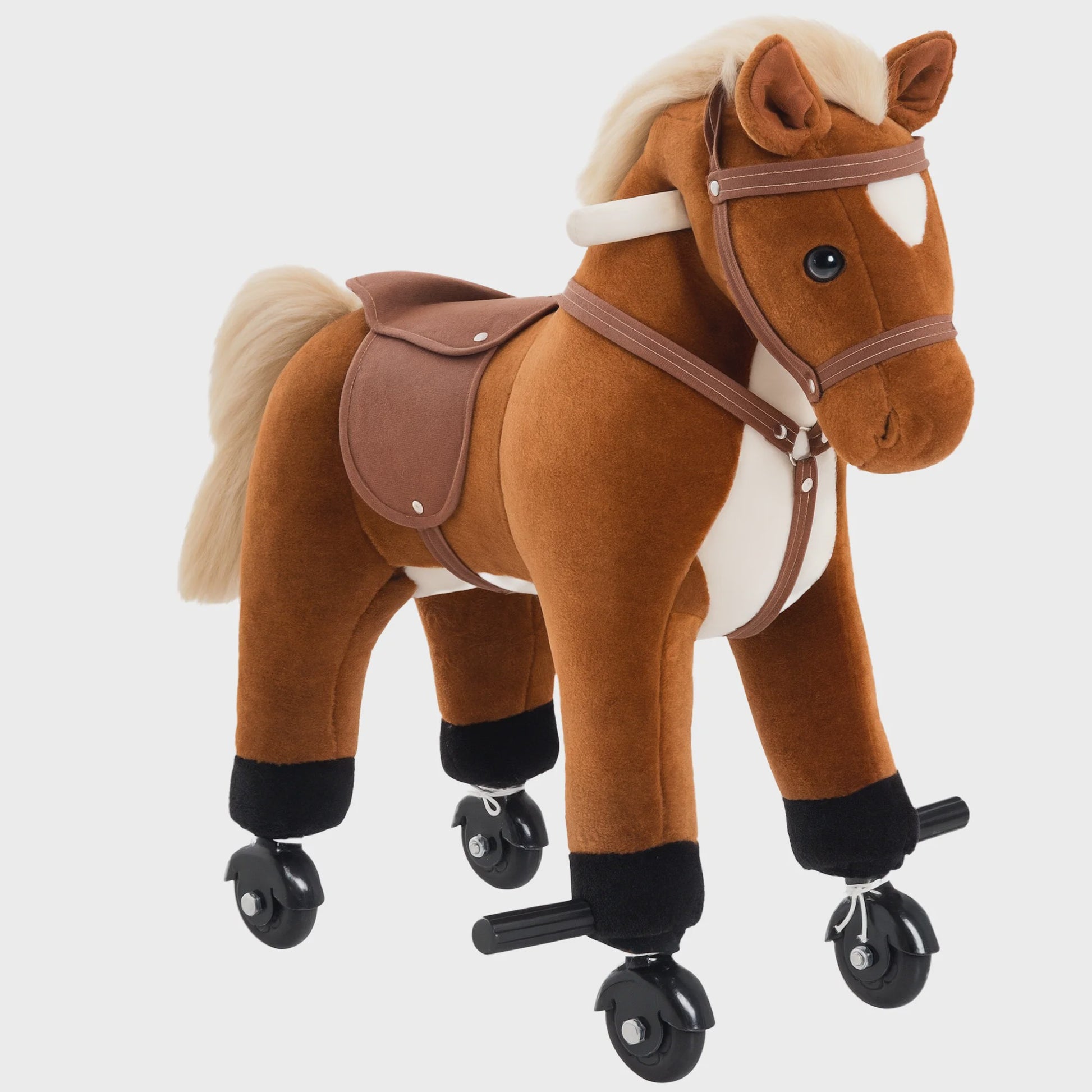 Bruin Hobbelpaard met Wielen, Geluiden en Pedalen - Geschikt voor Kinderen Vanaf 2 Jaar