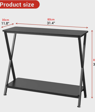 Smalle Console Tafel met Plank en Metaal Frame - Hal, Entree, Achterbank Meubel