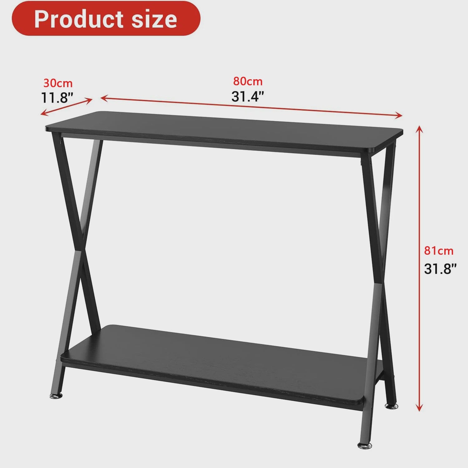 Smalle Console Tafel met Plank en Metaal Frame - Hal, Entree, Achterbank Meubel
