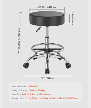 Verstelbare Werkkruk met Wielen - Hoge Capaciteit & Comfort - Ideaal voor Salon, Spa, Kliniek