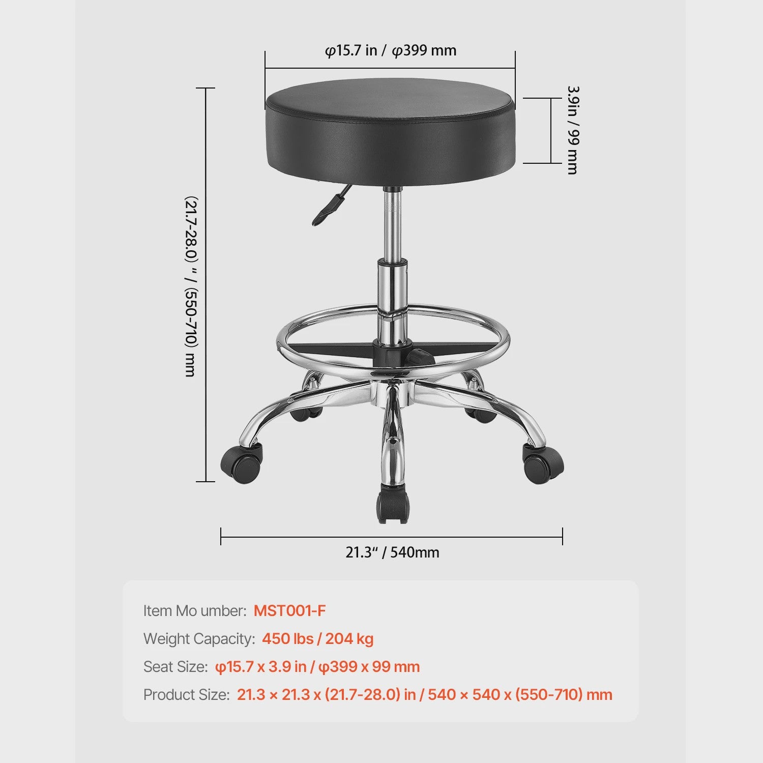 Verstelbare Werkkruk met Wielen - Hoge Capaciteit & Comfort - Ideaal voor Salon, Spa, Kliniek