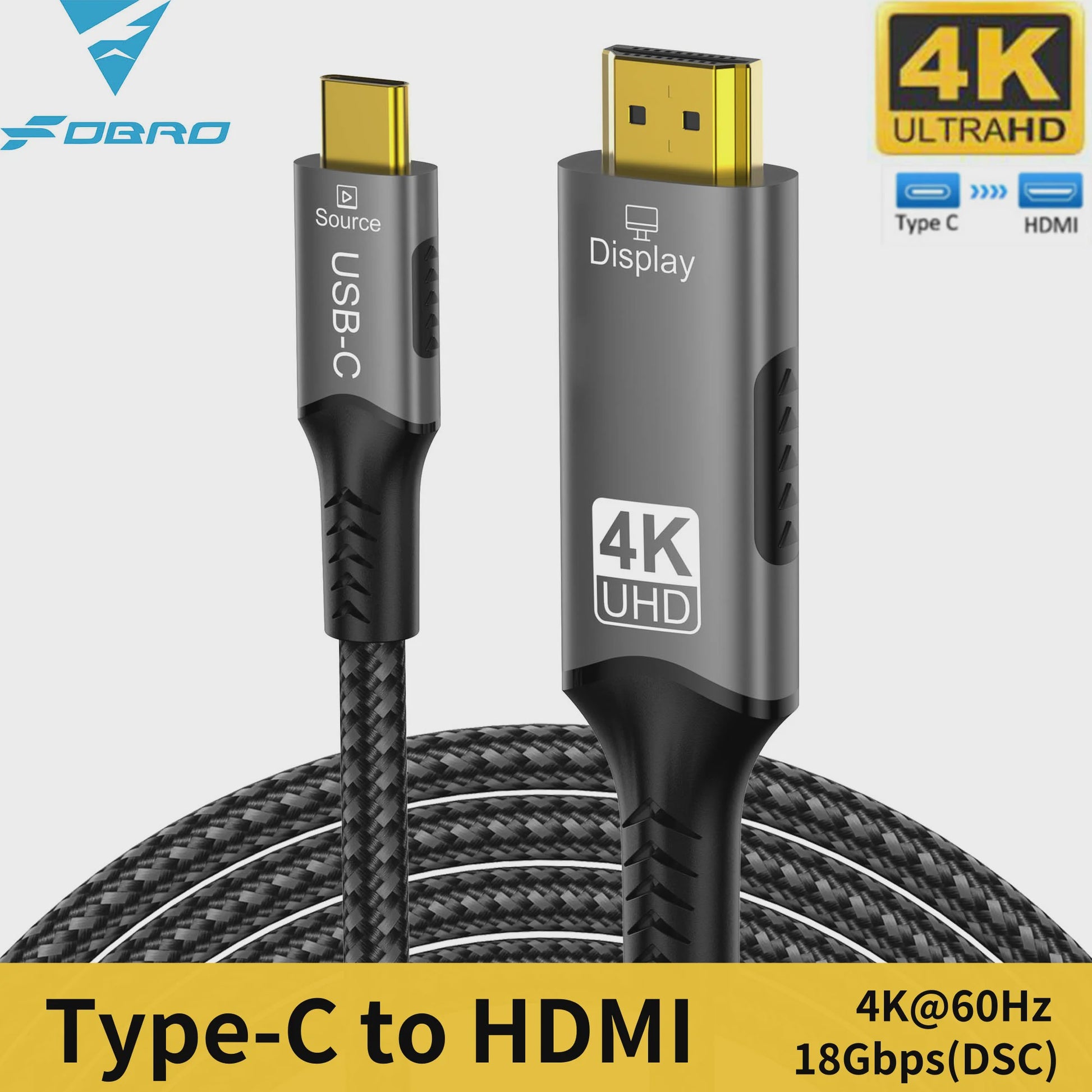 USB-C naar HDMI Kabel 8K 60Hz 4K 120Hz - Adapter voor MacBook, iPad & TV