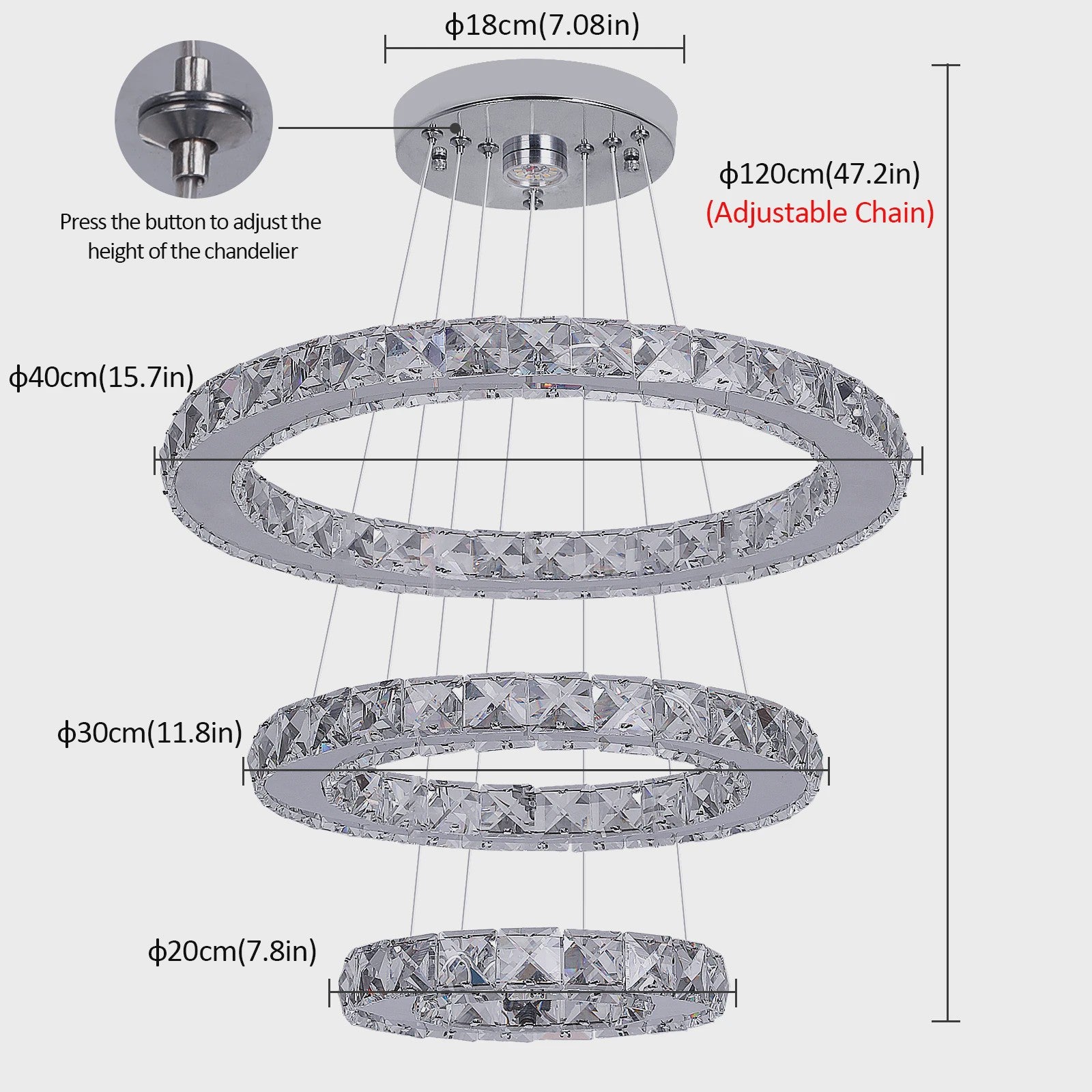 Luxe Kristallen Kroonluchter LED - Plafondlamp voor Woonkamer, Hal & Eetkamer