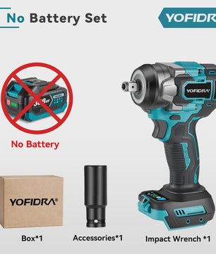 YOFIDRA Accu Klopboormachine 1200Nm Brushless - 5 Versnellingen, Draadloos, voor Makita 18V Accu