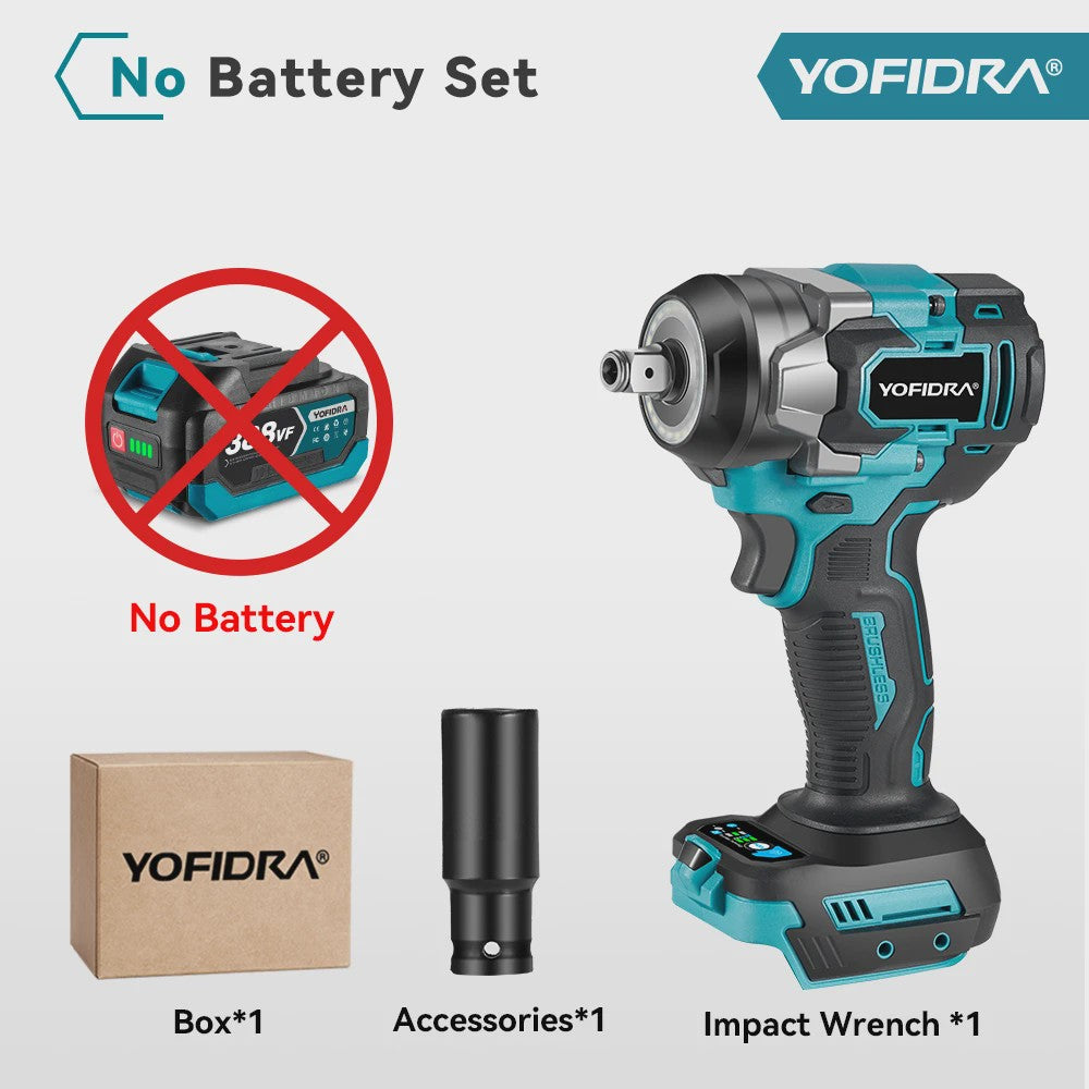 YOFIDRA Accu Klopboormachine 1200Nm Brushless - 5 Versnellingen, Draadloos, voor Makita 18V Accu