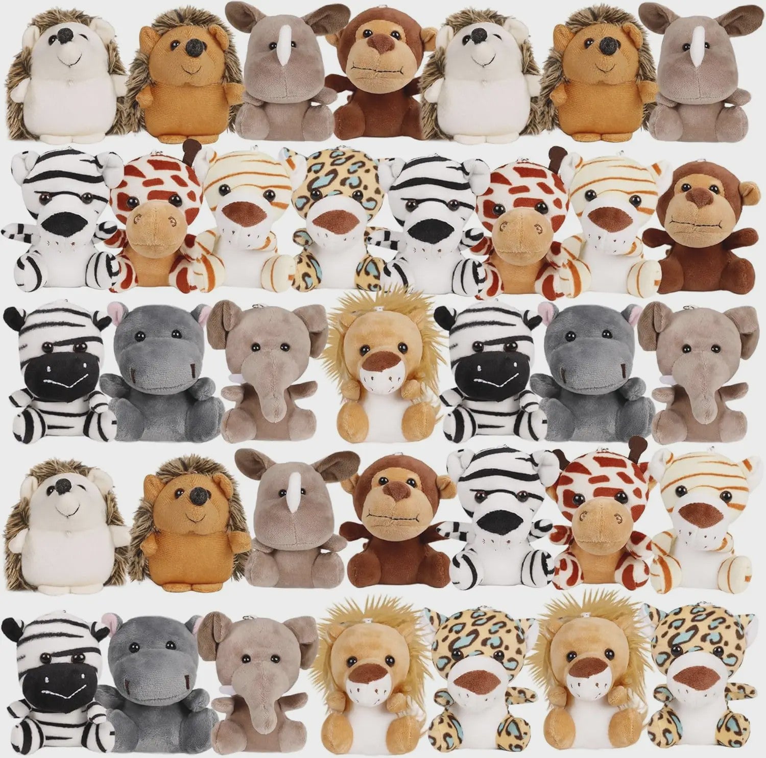 12-36 Stuks Kleine Safari Knuffeldieren - 12cm Jungle Dieren Pluche Speelgoed voor Feestjes & Cadeaus
